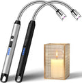 2 Pack Candle Lighters Long Reach Electric Lighter Rechargeable USB Arc Plasma Lighters Electronic Windproof Lighter for Scented Candles Bbq Camping, Gifts for Women Her Mum