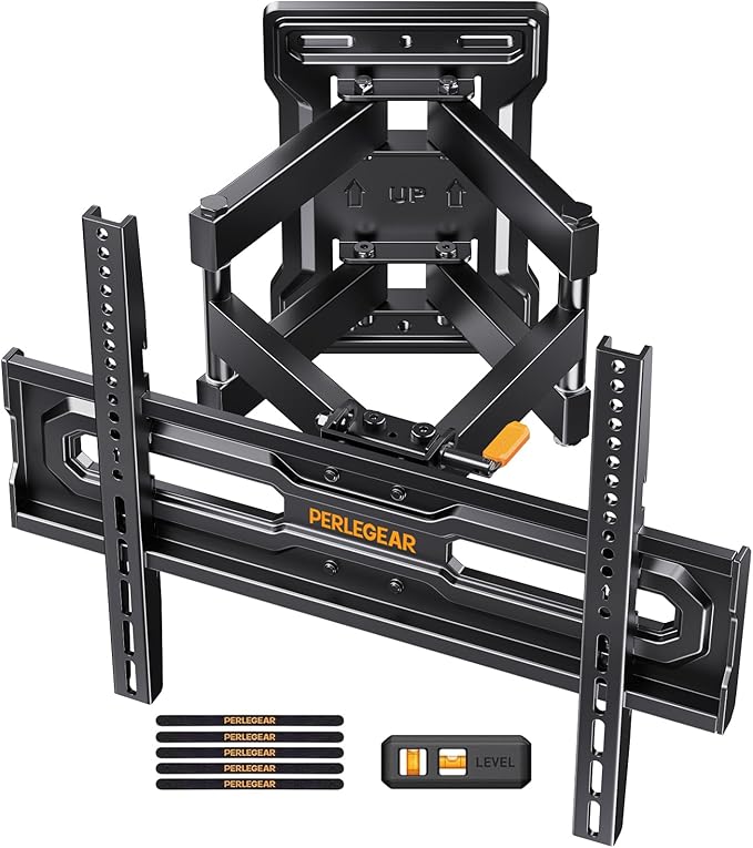 Perlegear TV Wall Bracket for 23-70 inch TVs, Full Motion TV Wall Bracket up to 50kg with Tool-Free Tilt, Swivel Tilt Extend Wall Mount, Preassembled Mount Arms, Max VESA 400x400mm, PGMF18