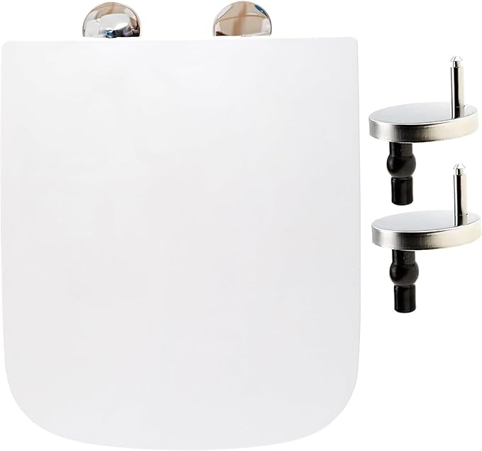 Square Toilet Seat Soft Close Toilet Seat Mute Seat Cover Quick Release Loo Seat Easy Cleaning Easy Installation with Top Fixing & Adjustable Hinges 42L x 36W cm Plastic AAN®