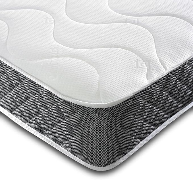 Memory Foam and Springs 3ft Single Mattress, 16cm Deep Budget Mattress For Single Bed, Ideal for Young adult and Kids, Hypoallergenic, Fire-Retardant, Soft-Med Firmness (90CM X190CM)