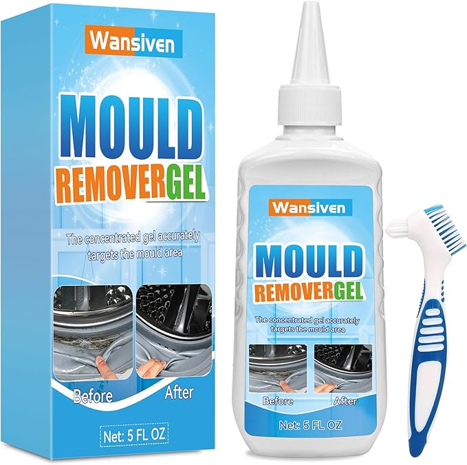 Mould Remover, Washing Machine Mould Remover Gel, Effectively Removes Black Mold, Mould Cleaner for Bathroom Toilet Washing Machine rubber, Kitchen Sink, Tile Stain 140g (Blue)