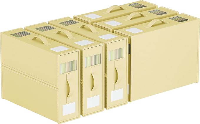 6 Pack Bed Sheet Organiser Folding Storage, Bedding Organiser Box with Zip for Sheets, Duvet Covers, Clothes, Towels and Blankets (Beige Yellow)