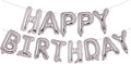 Happy Birthday Balloons Banner, 16 Inch Silver Mylar Foil Letter Balloons Alphabet Letter Sign Banner Balloon Bunting Reusable for Women Men Boys Girls Birthday Decorations and Party Supplies