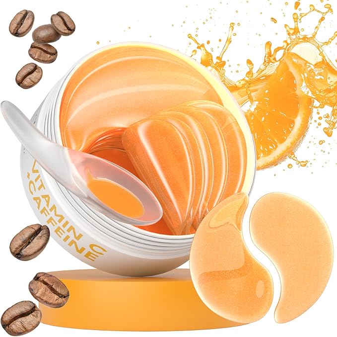 Vitamin C & Caffeine Under Eye Gel Patches, Under Eye Patches for Puffy Eyes & Dark Circles, Vitamin C & Caffeine for Brightening & Hydration, Bridesmaid Gift (30 Pairs, 60 Pieces)