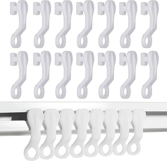 Plastic Curtain Glider Hooks Pack of 40 - Curtain Track Gliders, Rails, White Fittings, Swish Spares, Rings for Caravan Curtain Hooks, Drapes