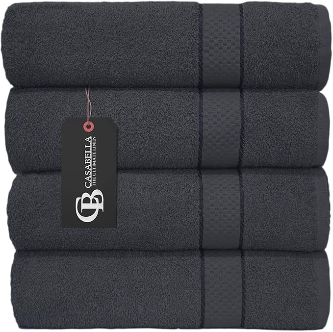 Casabella Pack of 2 Large Jumbo Bath Sheets 100% Egyptian Combed Cotton Big Beautiful Towels_Grey_2pcs