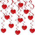 12 Pcs Hanging Hearts Decorations Swirls Valentines Decorations, Red Heart Bunting Hanging Decor, Spiral Garland Valentines Decor for Anniversary Valentine's Day Wedding Galentines Day Party Supplies