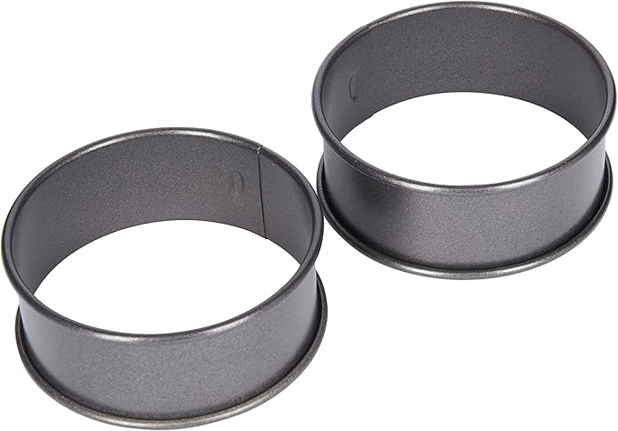 KitchenCraft Egg Rings for Frying or Poaching Eggs, Omelettes and Mini Pancakes, Non Stick Metal, Set of 2
