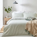 furn. Yard Hebden Mélange Stripe Cotton Duvet Set – Ultra Soft Reversible Striped Bedding (Eucalyptus – Super King)
