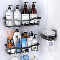 Rustproof Stainless Steel Shower Caddy 3 Pack, Bathroom Storage Accessory Shelf Organiser No Drilling Hanging, Soap Holder Set, Kitchen Wall Mounted Corner Decor, Silver