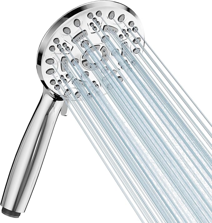 Cobbe Shower Head, High Pressure Shower Head with 8 Spray Modes, Universal Bathroom Water Saving Shower Heads, Large Powerful Flow Rain Showerhead for Low Water Pressure, Chrome