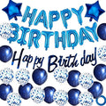 Happy Birthday Decorations Blue Balloons Banner for Boys Men, BC01
