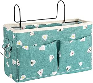 Home Multifunctional Bedside Hanging Bag College Dormitory Bedside Cloth Hanging Basket Bed Clutter Sorting Storage Bag Magazine Book Storage Bag (Green)