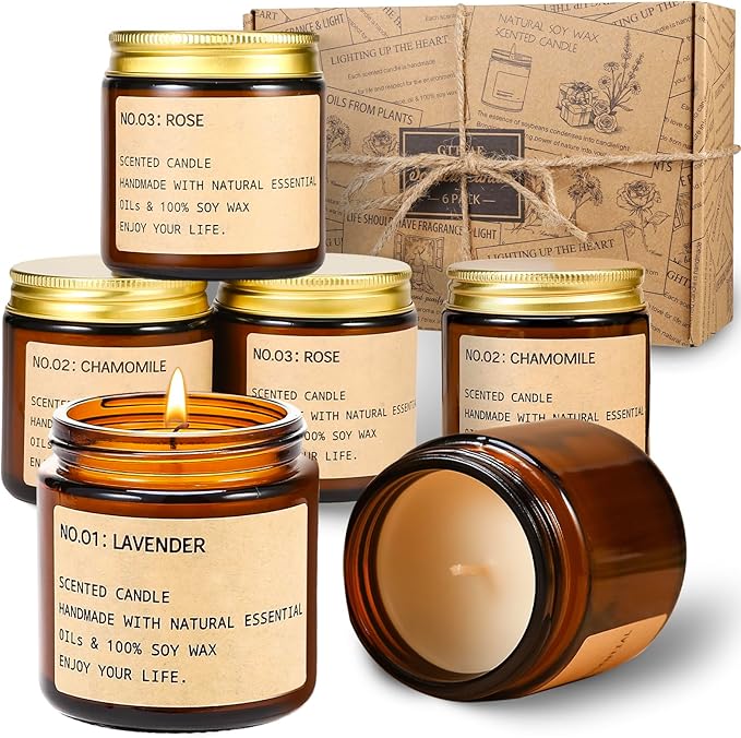Scented Candles Gifts for Women,Candles Long Burning 150 Hours of Burning Time Aromatherapy Candle, 6 Pack Natural Soy Wax Candle Set, Very Suitable for Giving Gift, Birthday Gift, Teacher Gifts