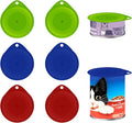 Plastic Can Lids for Tins, Universal Airtight Food Lids, Fits Tin Cans for Pet, Food Storage, Reusable Durable Silicone Tin Covers 6 Piece Set (2 Green, 2 Blue, 2 Red）