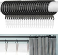 Curtain Rings, 24pcs Black Metal Rings with 24pcs Plastic Hooks, Drape Sliding Curtain Hanging Ring for Pole Rod, 30 mm Internal Diameter