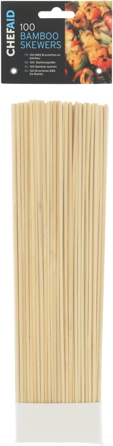 Chef Aid Bamboo Skewers, Extra Long Food Safe Perfect for BBQ's, Roasting, Kebabs, Grilling and Fondues, Pack of 100 Each Measuring 30.5cm / 12 inches