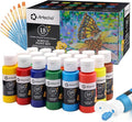 Artecho Acrylic Paints Set 18 Colors 2 Ounce/59ml with 10 Art Brushs, Non Toxic, Model Paint, Waterproof Paint, Acrylic Paint Kit for Canvas, Crafts, Glass, Clay, Wood, Fabric, Poster, Leather&Rock
