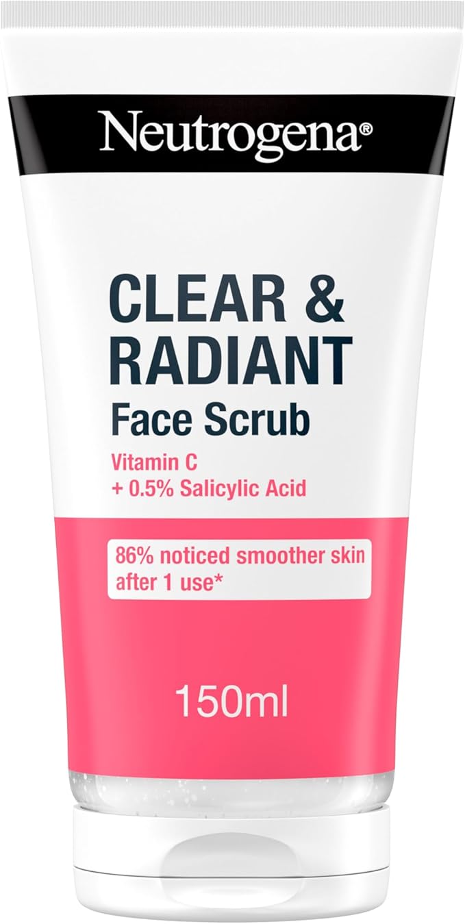 Neutrogena Clear & Radiant Face Scrub (1x 150ml), Purifying & Brightening Oil-Free Daily Exfoliator with Vitamin C and 0.5% Salicylic Acid, Suitable for Blemish-Prone for Clearer Radiant Complexion