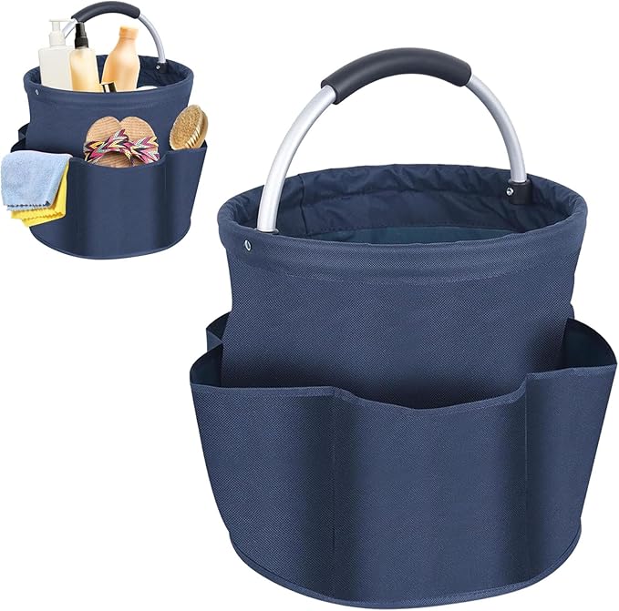 17L Cleaning Caddy with Handle Storage Box for Cleaning Utensils Multi Pocket Collapsible Cleaning Organiser Caddy Durable Cleaning Organiser Collapsible Storage Basket for Toiletries (Blue)