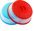 2Pack Collapsible Microwave Food Cover BPA Free TPR, 10.5inch, Round with Grip Handle & Hook Hole (Red+Blue)…