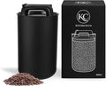 KC Kitchen & Co. Coffee Can Airtight for 1 kg Coffee Beans with Vacuum Lid (Holder for Coffee, Tea, Stainless Steel Storage Tin, Aroma Close, Storage Tin, Matte Black, 2800 ml