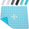 XIYUNTE Shower Mat Non Slip Anti Mould - 53 x 53cm Square Bath Mat Non Slip Shower Mats for Inside Shower, Anti Slip Shower Mat with Strong Suction Cups & Drain Holes, Machine Washable, Clear Blue
