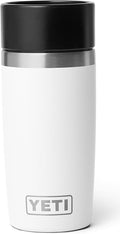 YETI Rambler 12 oz (355 ml) Travel Bottle with 100% Leakproof Hotshot Commuter Cap, Vacuum Insulated Stainless Steel Coffee Flask for Travel & Commute, White