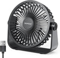 TriPole USB Desk Fan, 3 Speeds Adjustable Strong Wind Table Fan, 360° Head Rotatable 1.5 m Cable Personal Desktop Fans, 4.5 Inches Portable Mini Fan for Table Home Bedroom Office Indoor Outdoor, Black