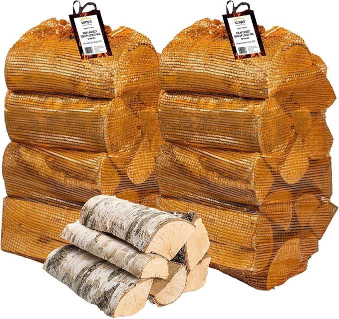 simpa 80L (25kg Approx) Kiln Dried Birch Hardwood Firewood Logs, Perfect for Open fires, Wood Burning Stoves, Log Burners, Campfires, Fire Pits