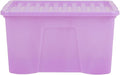 Wham Crystal 60 Liter Storage, Heavy Duty Plastic Storage Box With Lids Home Office Stackable Nestable, Large Storage Boxes With Lids 60 x 40 x 33 cm - Tint Lilac (Pack of 5)
