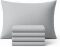 4 Pack Egyptian Cotton Pillow Cases - 250 Thread Count, Premium Hotel Quality, Soft & Breathable, Envelope Closure Pillowcases - Standard Size (50x75 cm), Silver grey