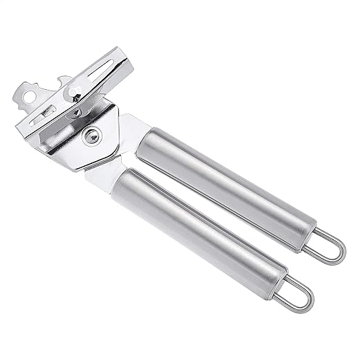 Amazon Basics 3-in-1 Stainless Steel Manual Tin Can Opener, Durable and With Hook for Easy Hang Drying