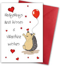 Valentines Card. Hedgehugs Design. Eco-friendly. 4pp A5 size. Valentine's Card with Red Envelope. Verse inside. Printed and Packed in UK.