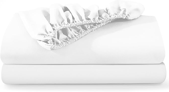 Single Fitted Sheets 2 Pack – White (91x190cm) up to 25cm Deep Bed Sheets