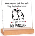 Valentines Gifts for Him Her, Penguin Acrylic Plaque Gifts for Boyfriend Girlfriend, Romantic I Love You Gifts, Anniversary Wedding Birthday Gifts for Husband Wife