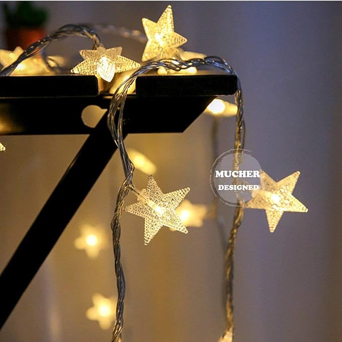 MUCHER String Lights Star Fairy Lights with 6M 40 LED Decorative Lighting for Anywhere (Warm White)[Energy Class F]