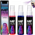 3 Colors Washable Hair Colour Spray, Coloured Hair Spray Wash Out Kids, Temporary Hair-Dye for Parties, Cosplay, Prom, Halloween, Christmas(Red, Blue, Purple)