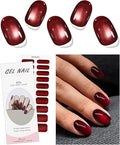 JMEOWIO Gel Nail Stickers Cat Eyes Red Semi Cured Gel Nail Strips Wraps UV/LED Nails Art Design Decoration Accessories
