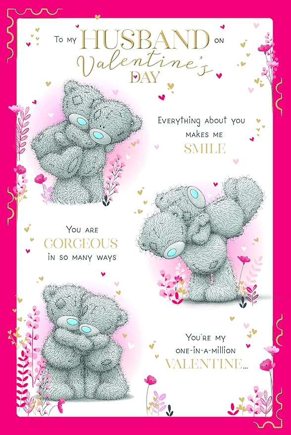 Me to You Tatty Teddy Valentine's Day Card 'To My Husband' 6 x 9" - Official Collection