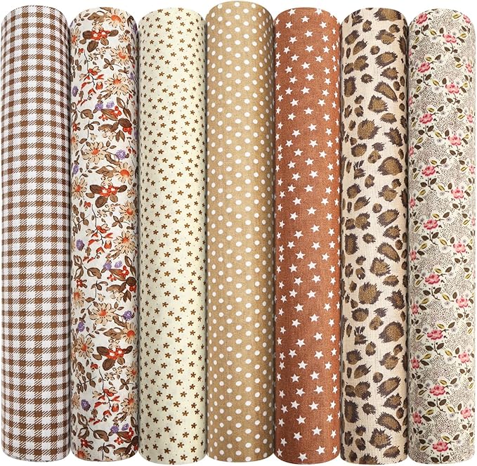 7PCS Fat Quarters Fabric Bundles, 50cm x 50cm Fabric Bundles, Quilting Cotton, Bundle Quilting Craft FA-BRIC, Precut Easter & Spring Cotton FA-BRIC for DIY Crafts, Sewing, Patchwork, Home Decor