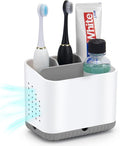 Toothbrush Holder Anti-slip Electric Toothbrush Holder For Bathroom Countertop, 4 Compartments Detachable Toothbrush Caddy With Drainage For Family