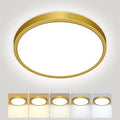 Peasur Bathroom Light, 3000K/3500K/4000K/5000K/6500K 5 Color Temperature LED Ceiling Light, 15W 1500LM, IP54 Waterproof, Round, Small, Modern, Flush Ceiling Light for Bathroom, Kitchen, Bedroom, Gold