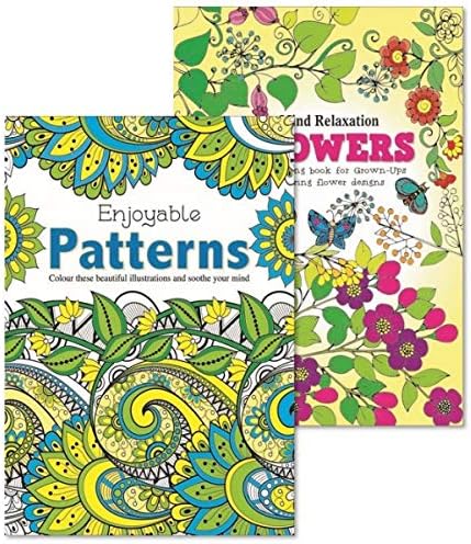 Martello Pattern/Flowers Adult Colouring Books, Relaxation Anti Stress Ideal Xmas Gift Pack of 2