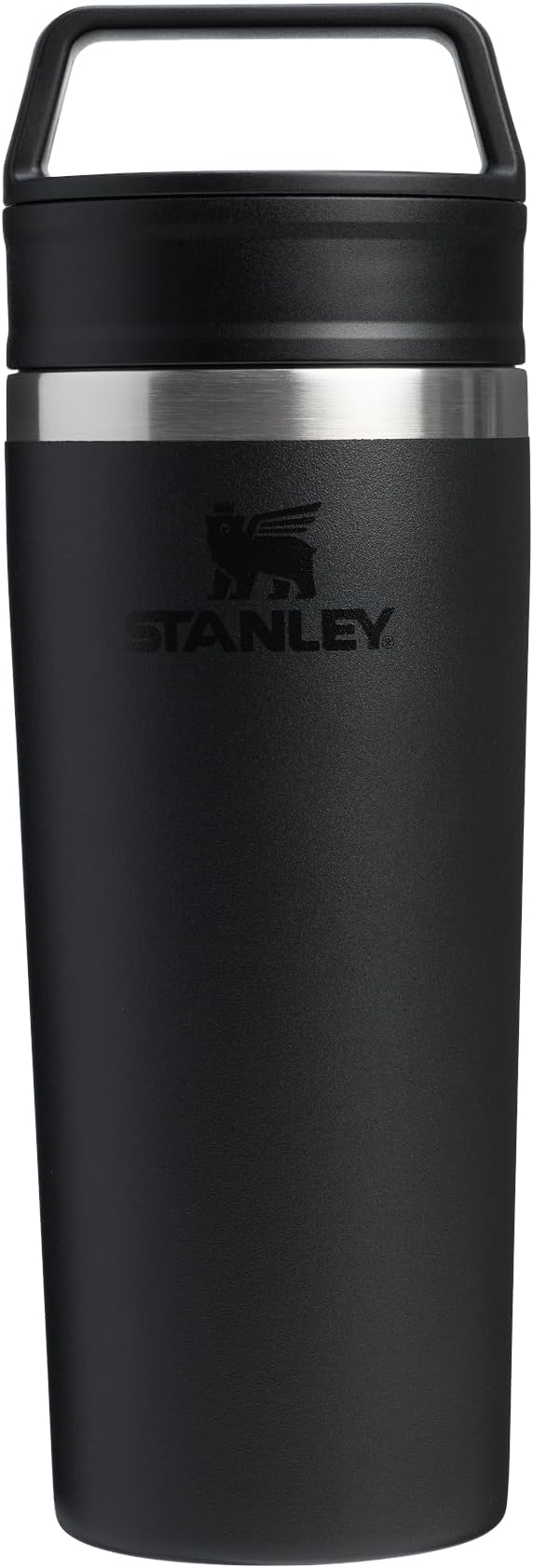 STANLEY 1913 Cafe to-Go Travel Mug 0.47L - Keeps 5 Hours Hot - 6 Hours Cold - Stainless Steel Thermal Mug - Dishwasher Safe - Easy-Carry Handle - Insulated Coffee Cup - Black 2.0