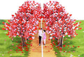 Valentines Day Card | Pop Up Anniversary Wedding Birthday Engagement, 3D Greeting Card for Wife Couple (Size 15x20 cm - Romantic Heart Tree Avenue Path)