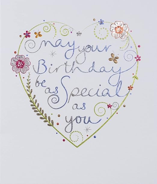 Paperlink General Female Birthday Card for Women - May Your Birthday Be As Special As You - Floral Heart Embossed with Foil - Eco-Friendly & Recyclable