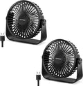 TriPole 2 Pack USB Desk Fan, 3 Speeds Adjustable Strong Wind Table Fan, 360° Head Rotatable 1.5 m Cable Portable Mini Fan, 4.5 Inches Personal Fans for Table Home Bedroom Office Indoor Outdoor, Black
