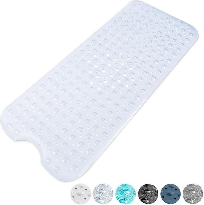 KEPLIN Premium Non-Slip Bath Mat - 200 Suction Cups, BPA, Latex Free, Mildew Resistant, Machine Washable - Safe, Durable & Comfortable for Shower Runner & Bathroom Tubs Extra Long (40x100cm) - Clear