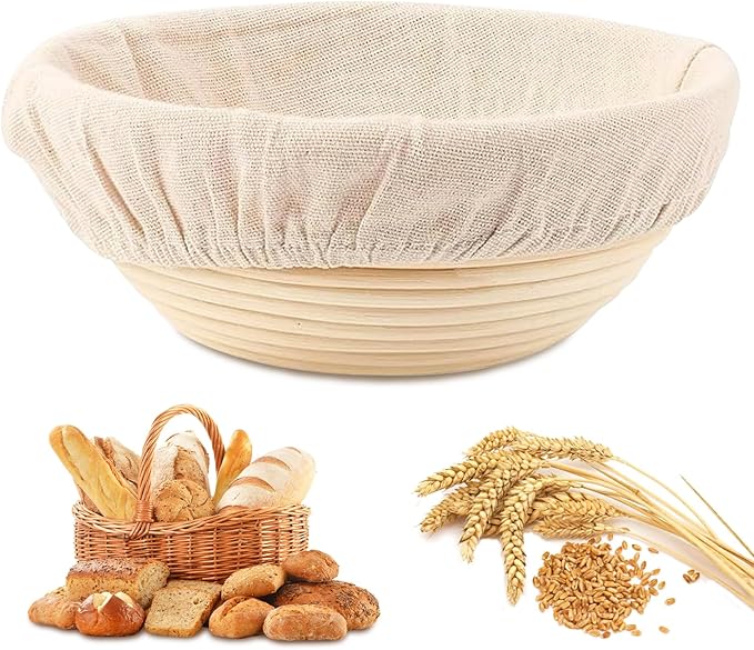Bread Proofing Basket, Banneton Basket Sourdough Proofing Baskets, Proofing Bowls with Liners for Professional and Home Bakers(9 inch,Round)